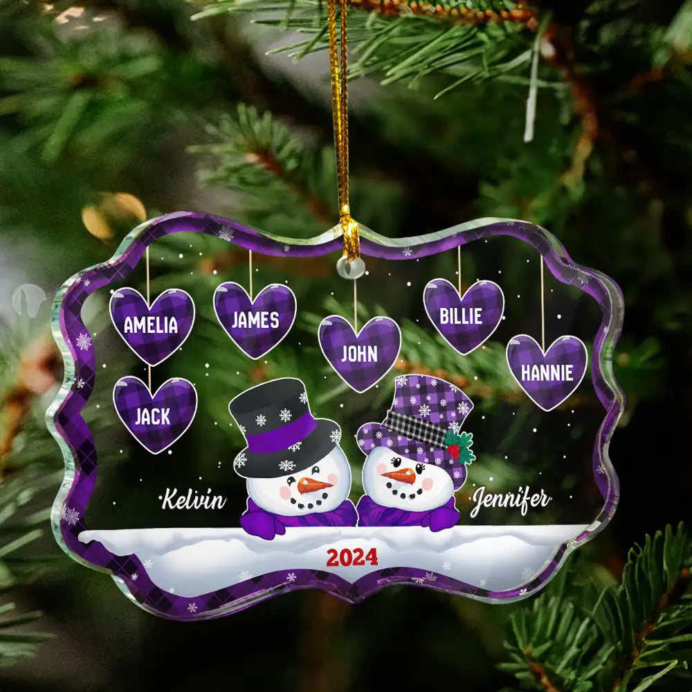 Family, Gift For Grandparents - Papa Nana Snowman Christmas Grandparents - Personalized Medallion Glass Ornament