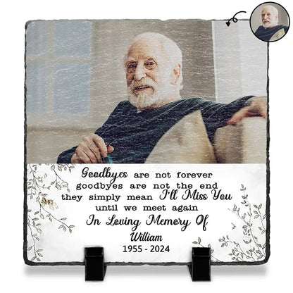 Custom Photo Goodbyes Are Not Forever Memorial - Personalized Rectangle Memorial Garden Stone