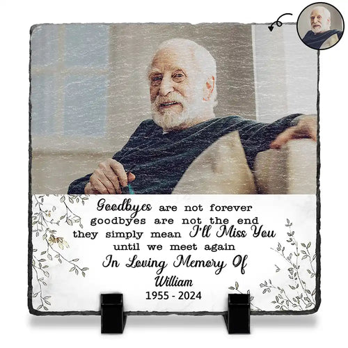 Custom Photo Goodbyes Are Not Forever Memorial - Personalized Rectangle Memorial Garden Stone