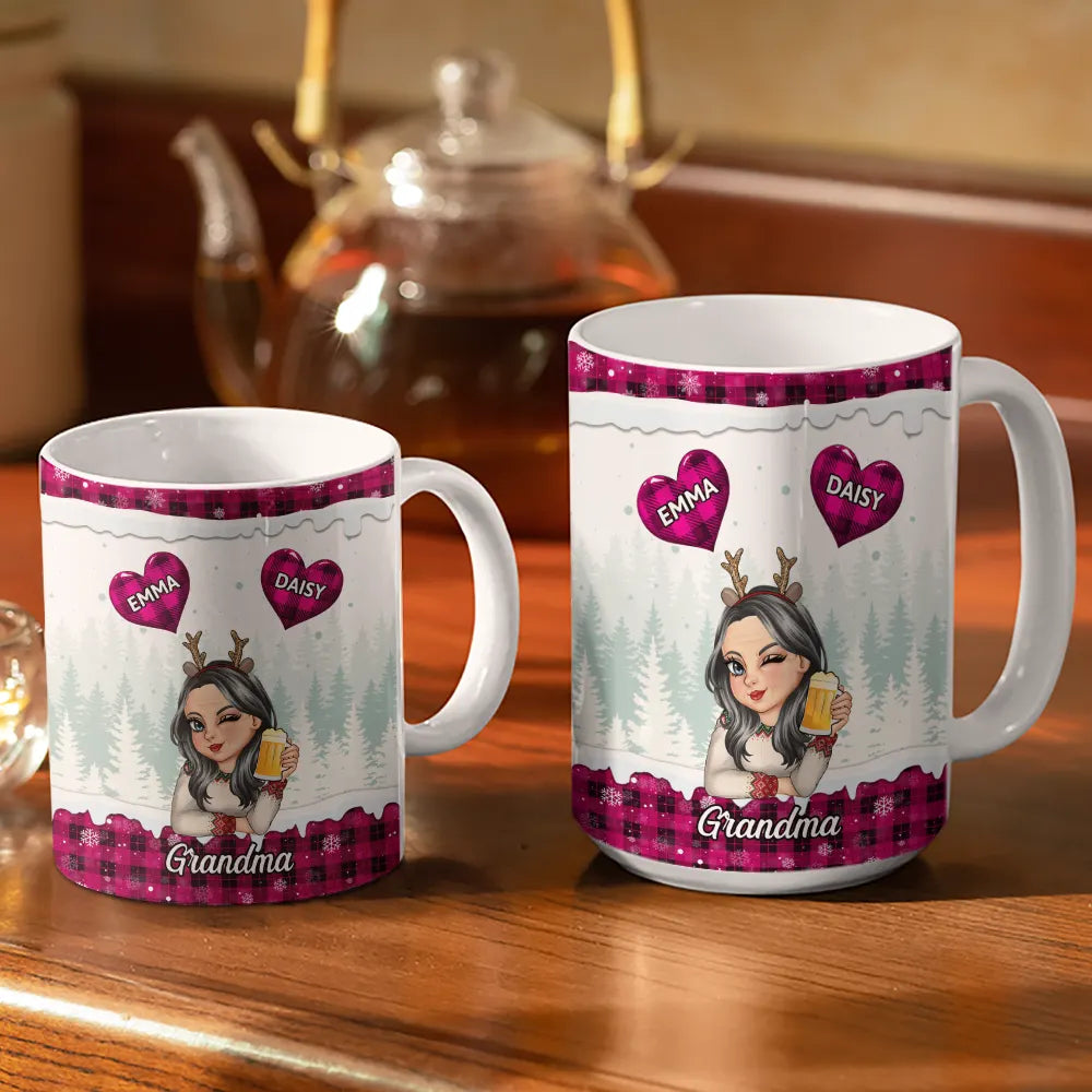 Grandma's Sweet Hearts - Personalized White Edge-to-Edge Mug