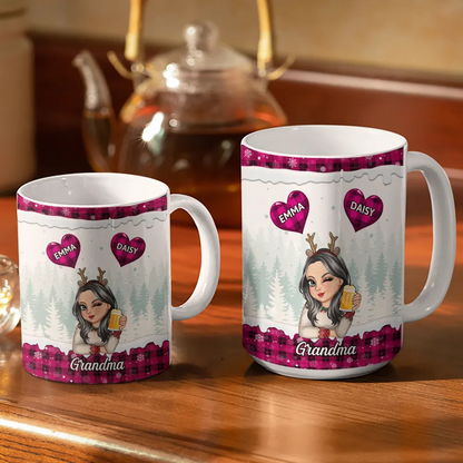 Grandma's Sweet Hearts - Personalized White Edge-to-Edge Mug