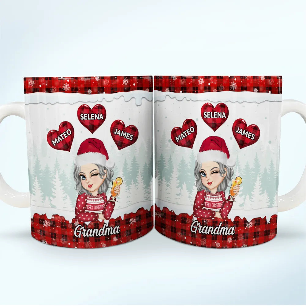 Grandma's Sweet Hearts - Personalized White Edge-to-Edge Mug