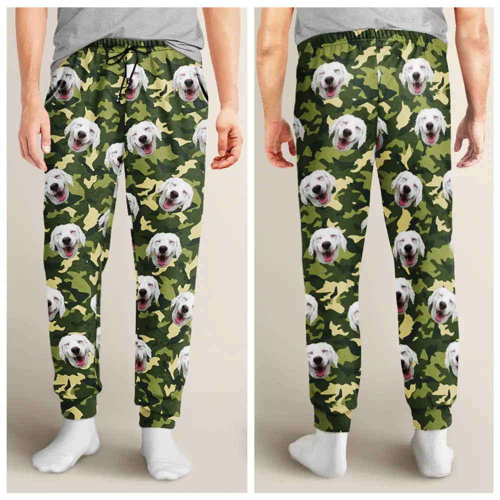 Custom Photo Face Funny Pattern Dog Cat Family - Personalized Pajama Pants