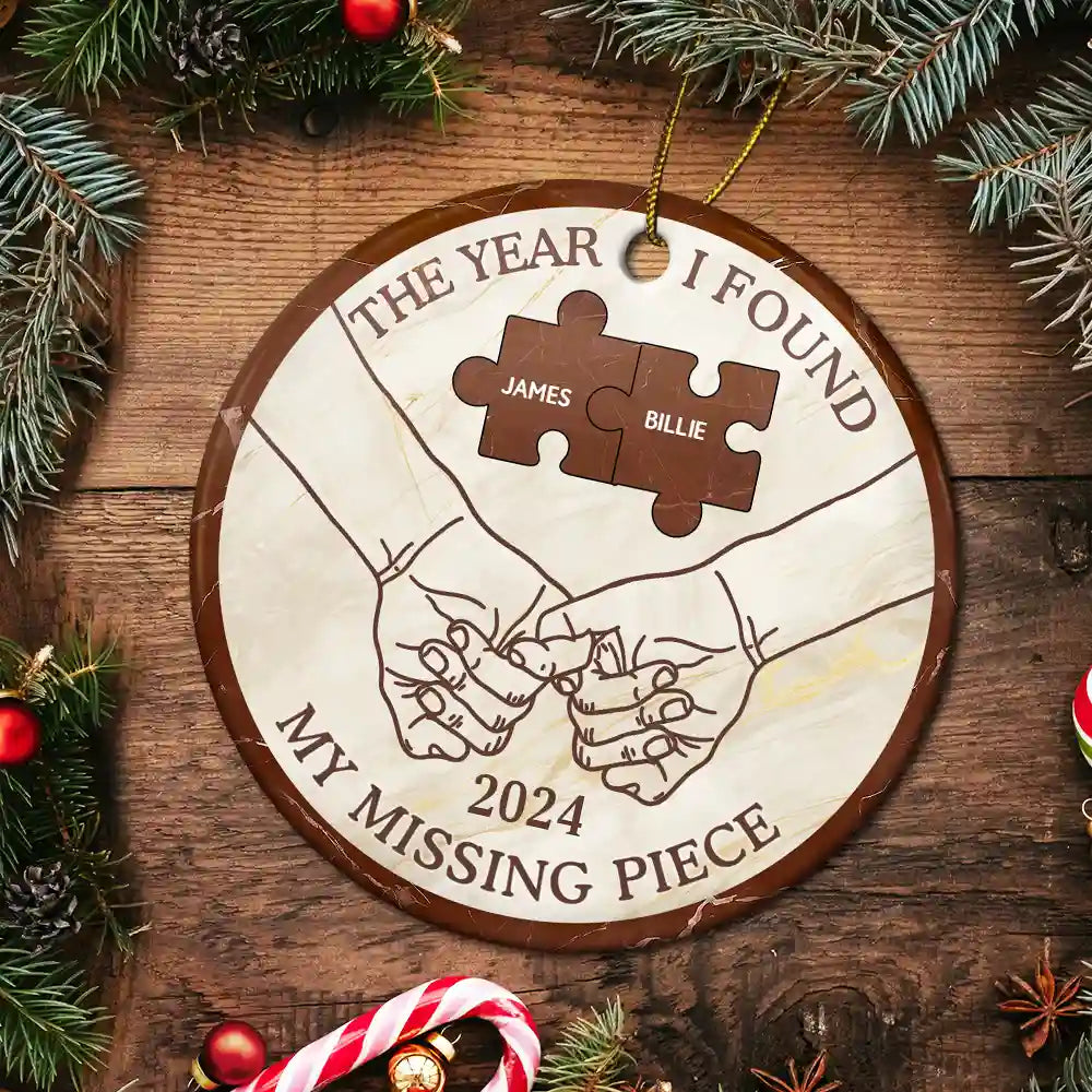 The Year I Found My Missing Piece Couples - Personalized Circle Acrylic Ornament