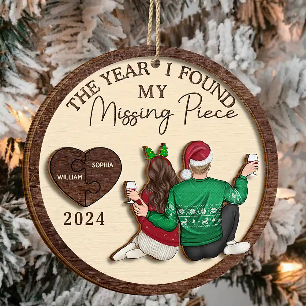 The Year I Found My Missing Piece Backside Couple - Personalized 2-Layered Wooden Ornament