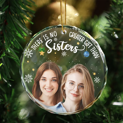 Custom Photo Besties Forever Christmas - Personalized Circle Glass Ornament