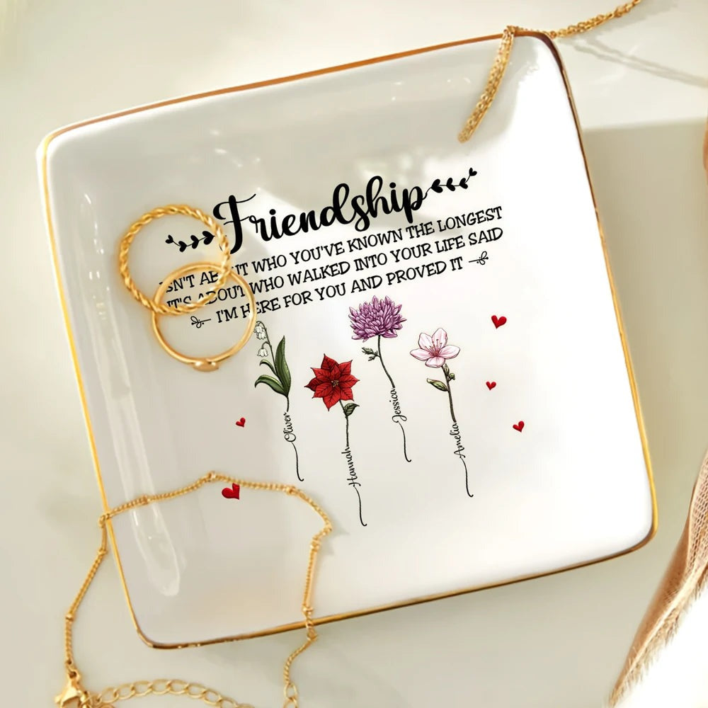 Friendship I'm Here For You Birth Flower - Personalized Ring Dish