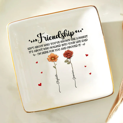 Friendship I'm Here For You Birth Flower - Personalized Ring Dish