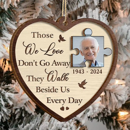 Christmas,Sad,Family,Parents,Gift For Grandparents,Gift For Sibling,Memorial - Custom Photo A Piece Of My Heart Memorial - Personalized 2-Layered Wooden Ornament