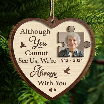 Christmas,Sad,Family,Parents,Gift For Grandparents,Gift For Sibling,Memorial - Custom Photo A Piece Of My Heart Memorial - Personalized 2-Layered Wooden Ornament