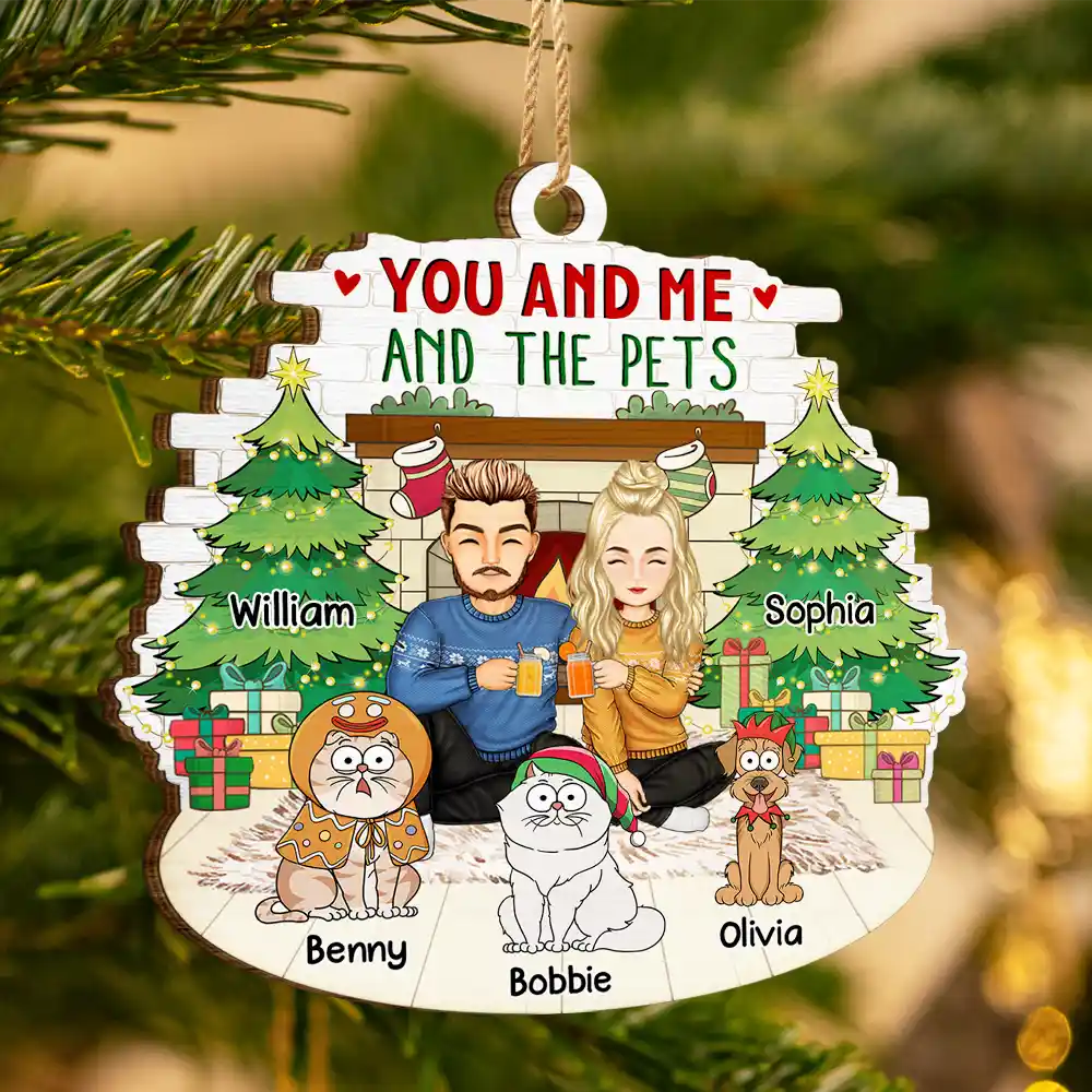 You And Me And The Fur Babies - Personalized Custom Shaped Wooden Ornament