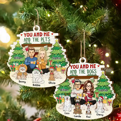 You And Me And The Fur Babies - Personalized Custom Shaped Wooden Ornament