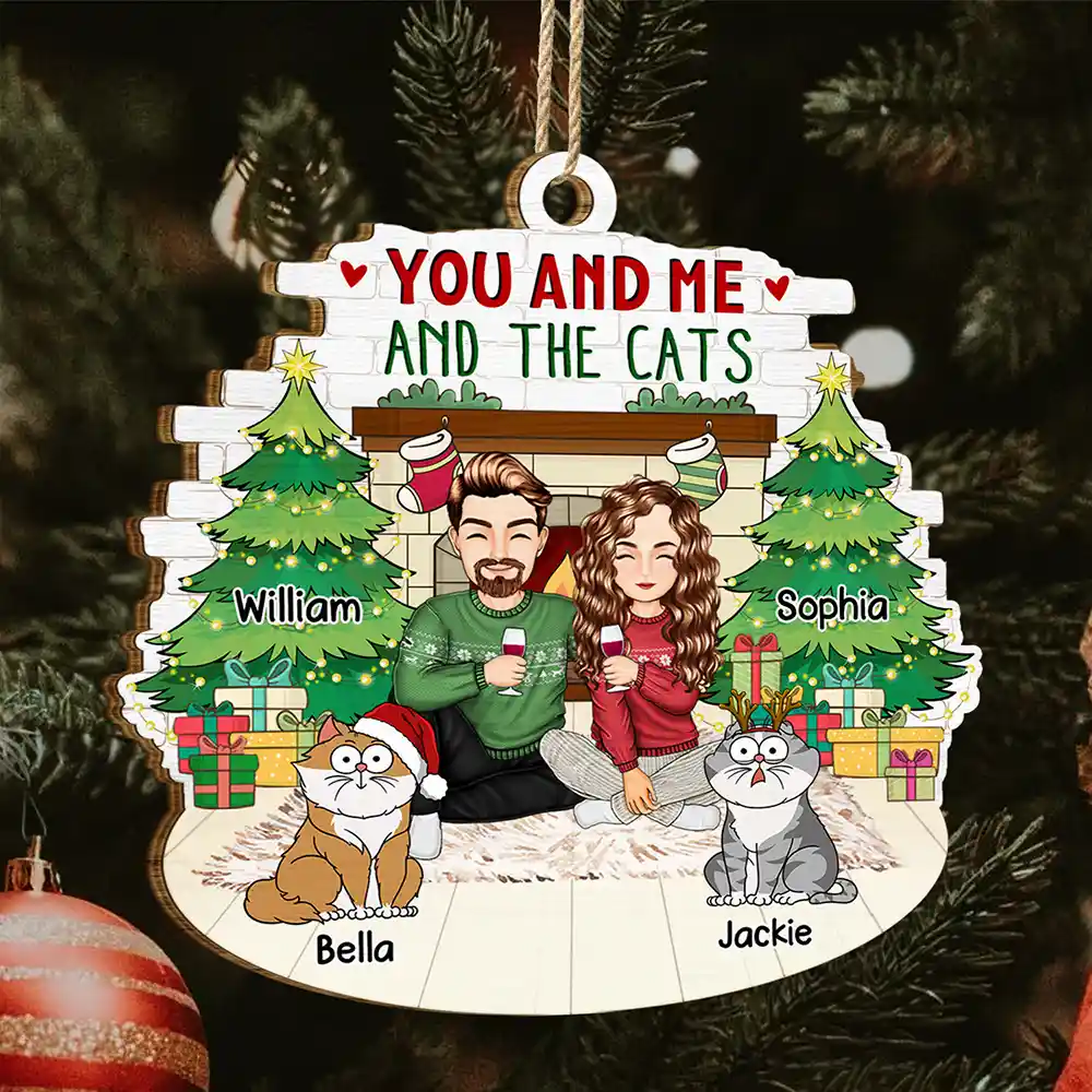 You And Me And The Fur Babies - Personalized Custom Shaped Wooden Ornament