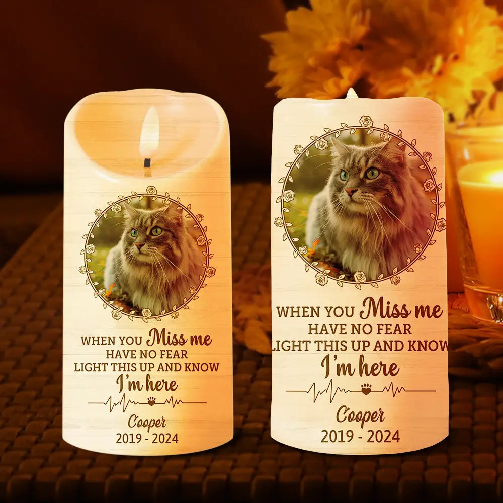 Custom Photo Light This Up And Know I'm Here Memorial - Personalized Flameless LED Candle