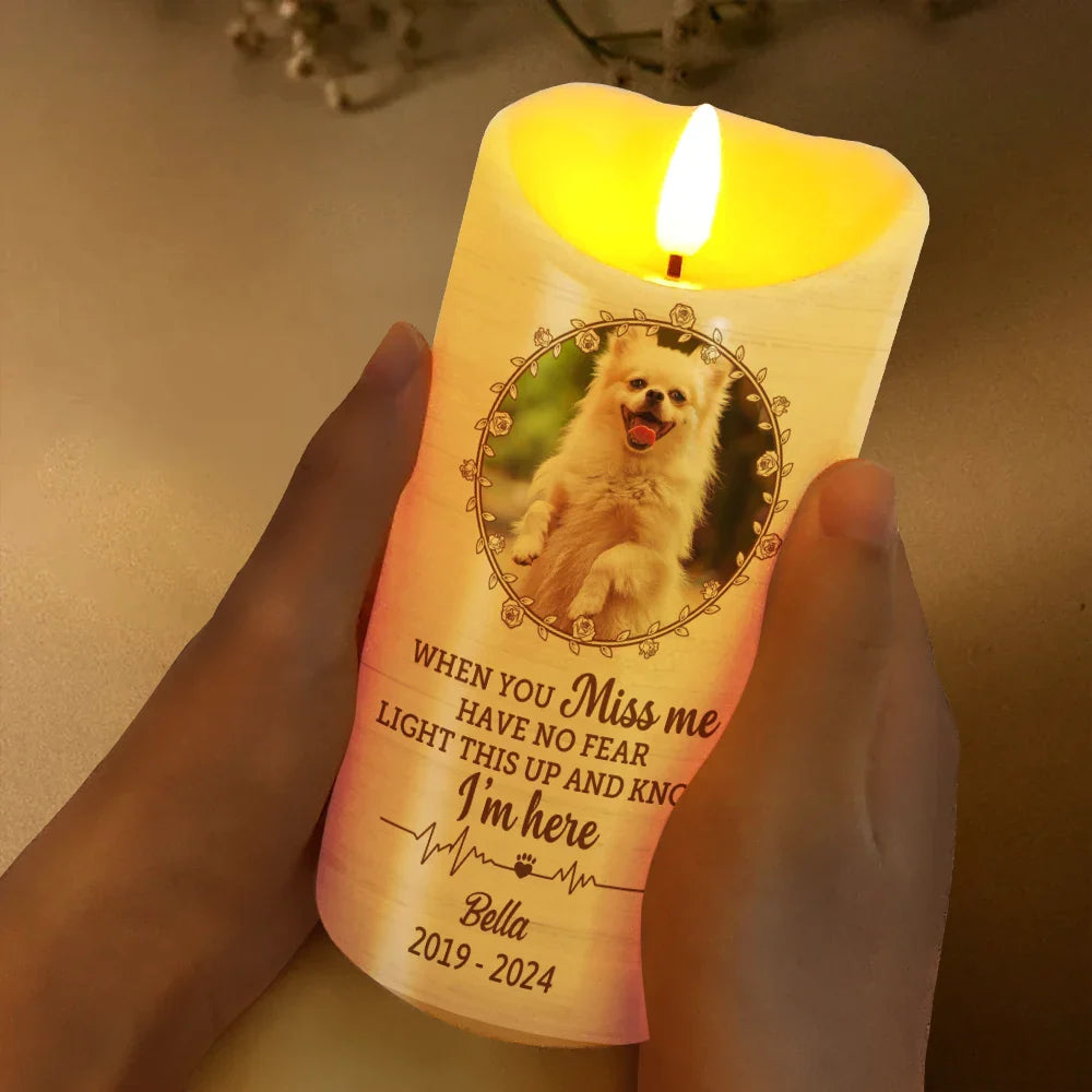 Custom Photo Light This Up And Know I'm Here Memorial - Personalized Flameless LED Candle