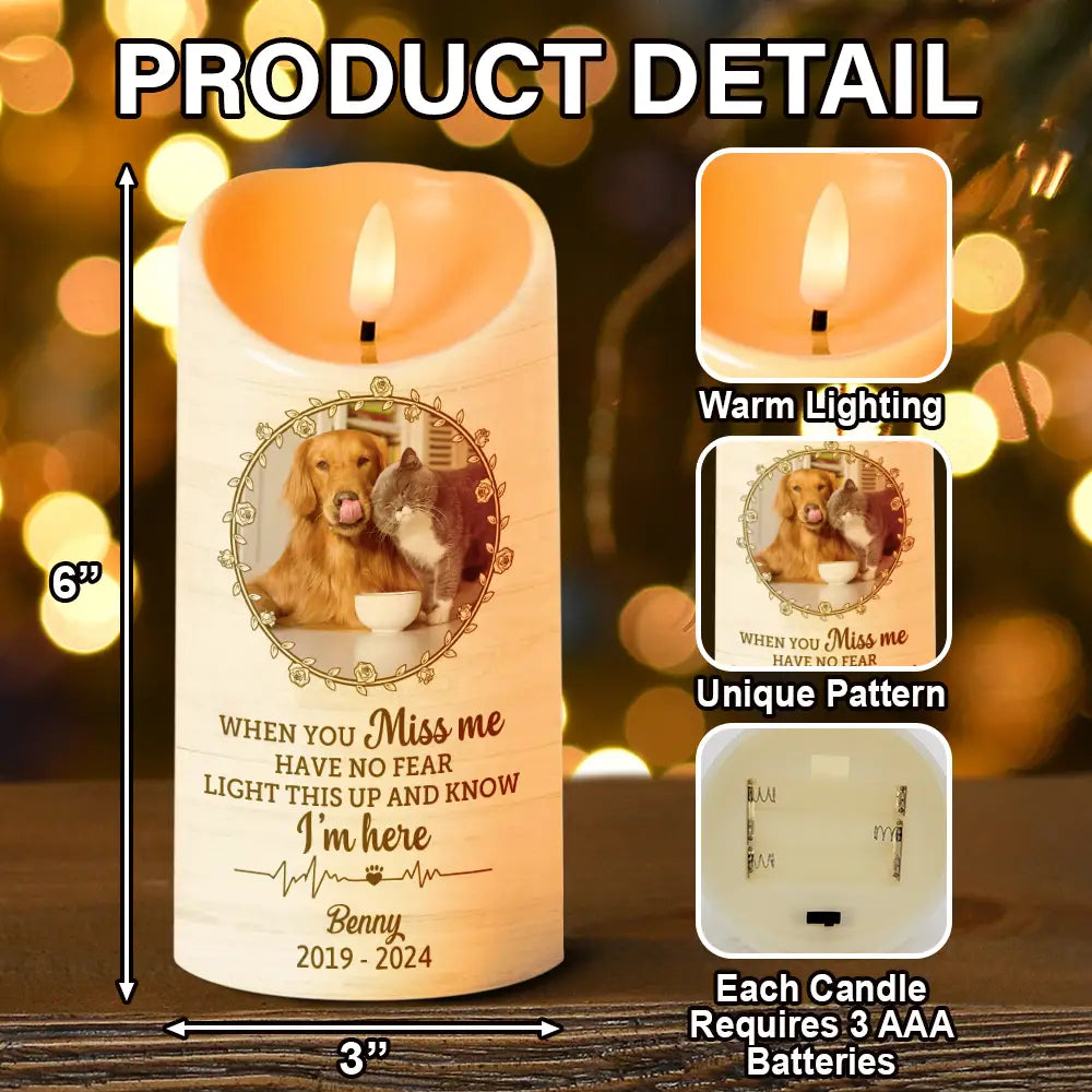 Custom Photo Light This Up And Know I'm Here Memorial - Personalized Flameless LED Candle