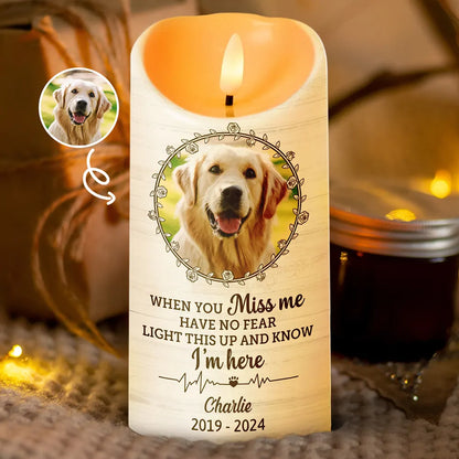 Custom Photo Light This Up And Know I'm Here Memorial - Personalized Flameless LED Candle