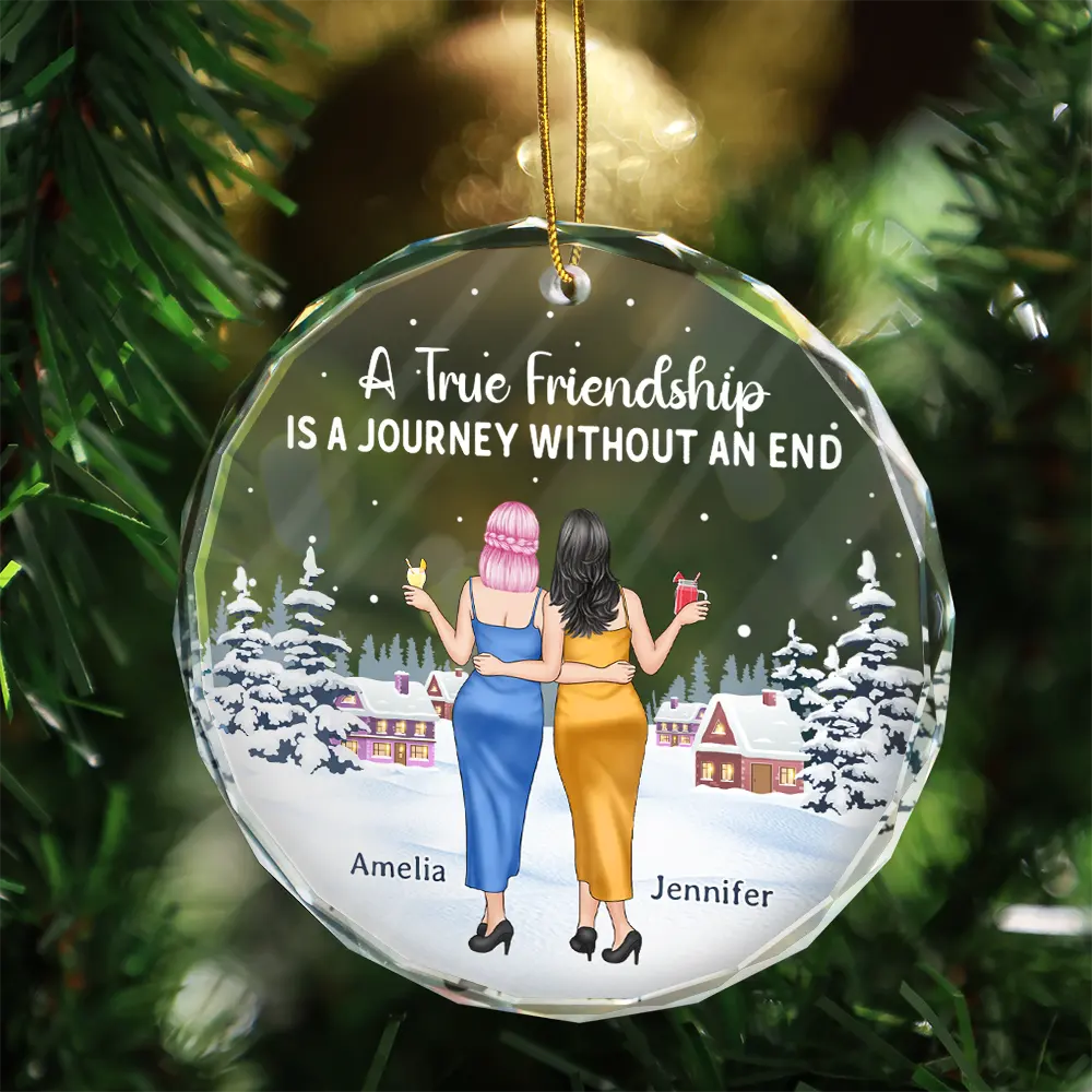 God's Way Of Making Sure We Never Walk Alone - Personalized Circle Glass Ornament
