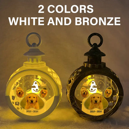 Custom Photo Pawprint Your Light Will Always Shine In Our Hearts - Personalized Candlelight Lantern Ornament