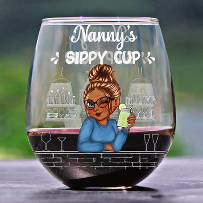 Grandma's Sippy Cup - Personalized Stemless Wine Glass