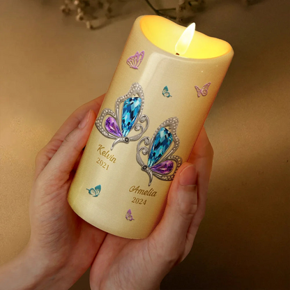 My Mind Still Talks To You Butterfly Memorial - Personalized Flameless LED Candle