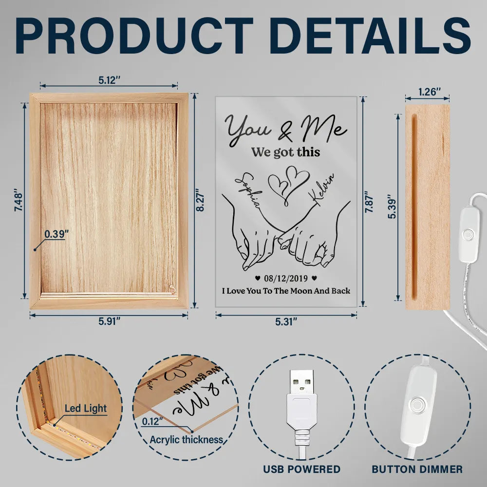 Holding Hands From Our First Kiss Till Our Last Breath - Personalized Picture Frame Light Box