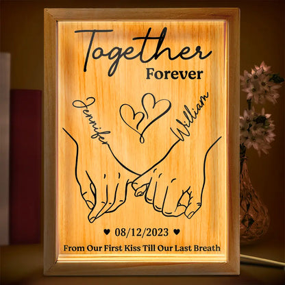 Holding Hands From Our First Kiss Till Our Last Breath - Personalized Picture Frame Light Box