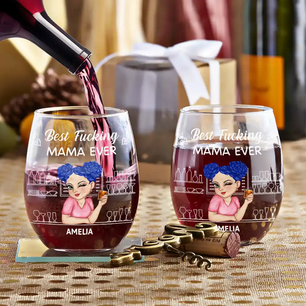 Best Mom Ever - Personalized Stemless Wine Glass