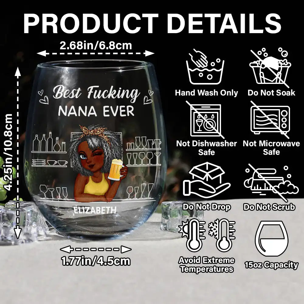 Best Mom Ever - Personalized Stemless Wine Glass