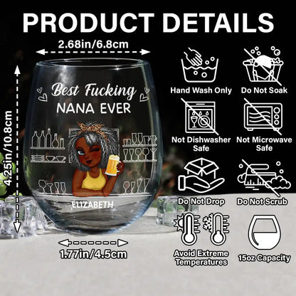 Best Mom Ever - Personalized Stemless Wine Glass