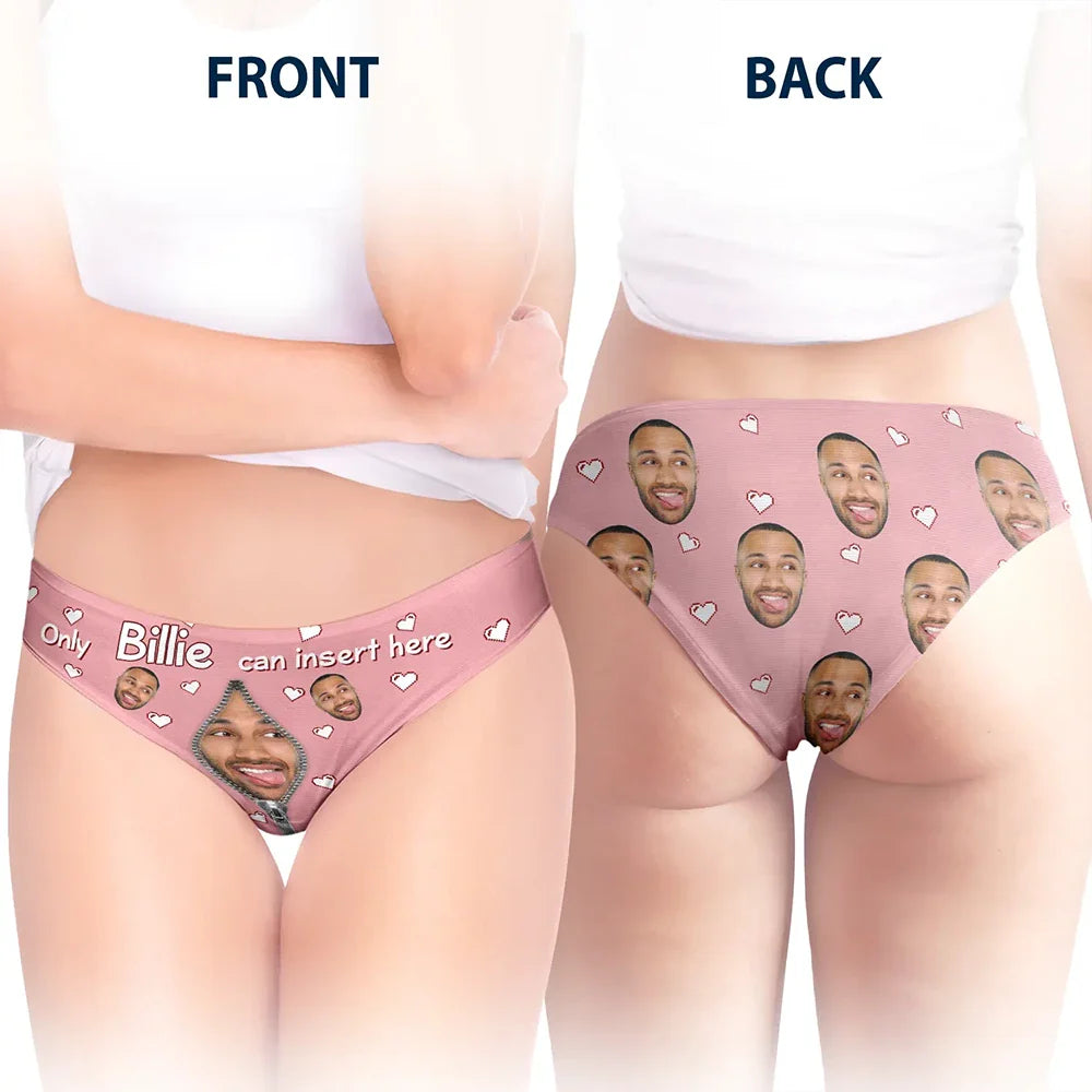 Gift For Wife, Gift For Girlfriend - Custom Photo Only You Can Insert Here - Personalized Women's Low-waisted Brief