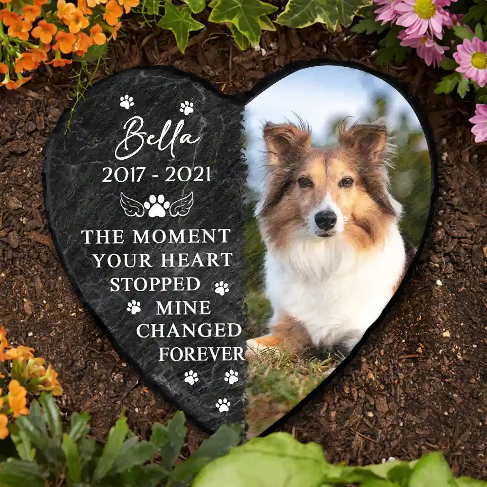Custom Photo Memorial Missed Beyond Words - Personalized Heart Memorial Garden Stone