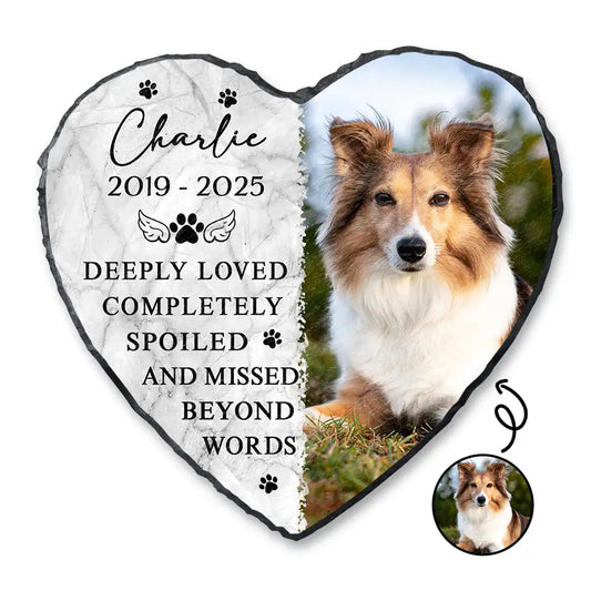 Custom Photo Memorial Missed Beyond Words - Personalized Heart Memorial Garden Stone