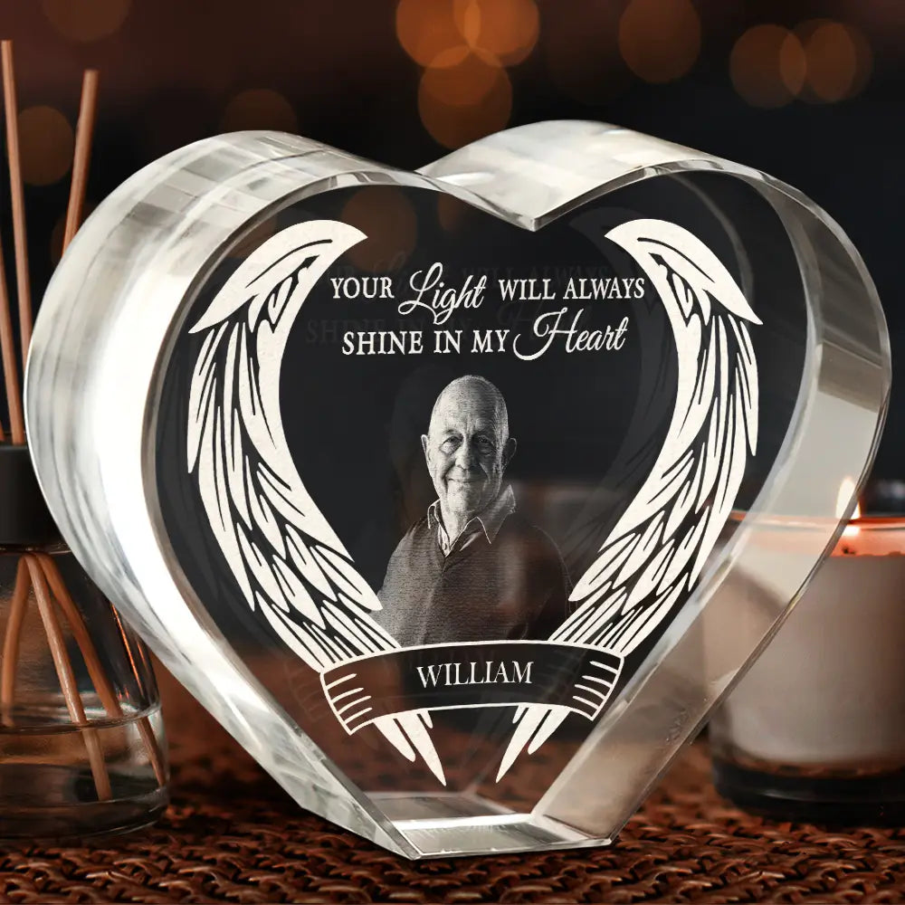 Custom Photo Memorial Gift for Loved Ones - Personalized Crystal Heart