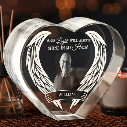 Custom Photo Memorial Gift for Loved Ones - Personalized Crystal Heart
