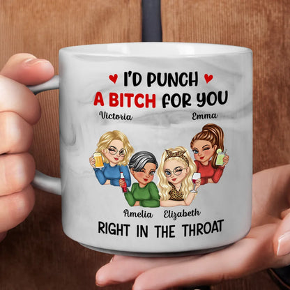 Gift For Bestie,Gift For Sisters,Happy - Right In The Throat Besties - Personalized Marble Mug