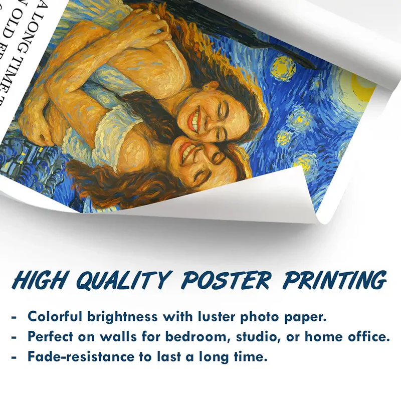 Custom Photo A True Friendship Is A Journey Without An End Starry Night - Personalized Poster