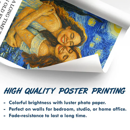 Custom Photo A True Friendship Is A Journey Without An End Starry Night - Personalized Poster