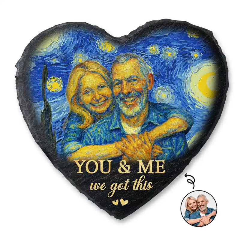 Custom Photo You & Me We Got This Under Starry Night - Personalized Heart Memorial Garden Stone