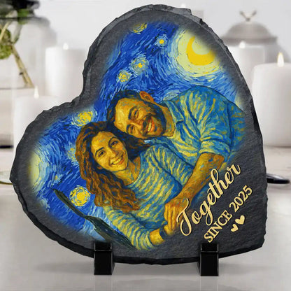 Custom Photo You & Me We Got This Under Starry Night - Personalized Heart Memorial Garden Stone
