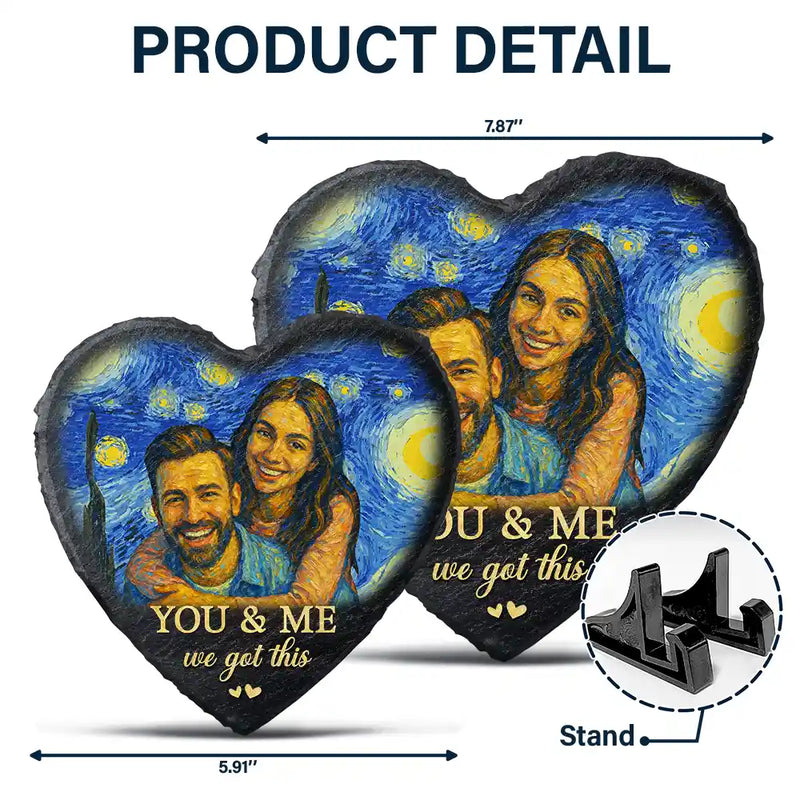Custom Photo You & Me We Got This Under Starry Night - Personalized Heart Memorial Garden Stone