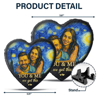 Custom Photo You & Me We Got This Under Starry Night - Personalized Heart Memorial Garden Stone