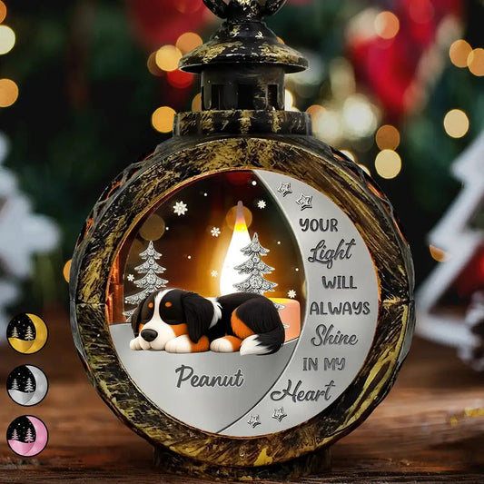 Your Light Will Always Shine In My Heart Printed Gemstones Art - Personalized Candlelight Lantern Ornament
