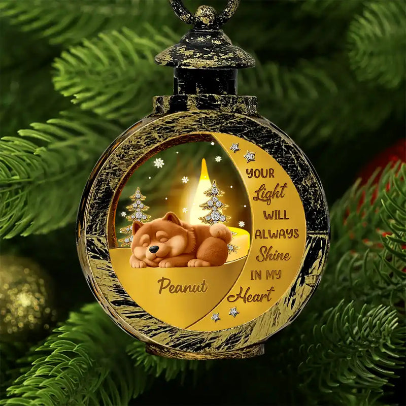 Your Light Will Always Shine In My Heart Printed Gemstones Art - Personalized Candlelight Lantern Ornament