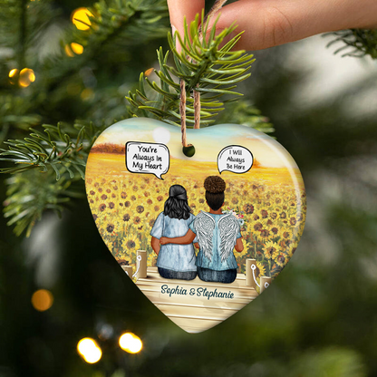 Always In My Heart Middle Aged Couple - Memorial Gift - Personalized Custom Ceramic Ornament