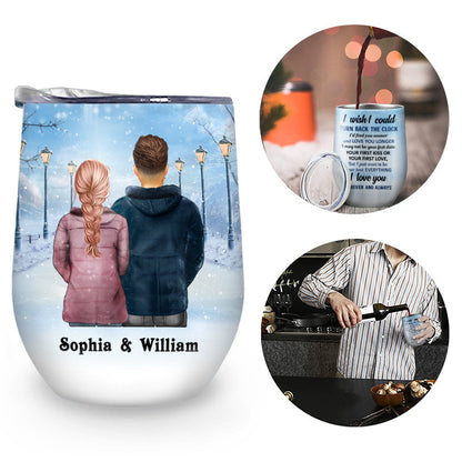 Turn Back The Clock Winter - Couple Gift - Personalized Custom Wine Tumbler