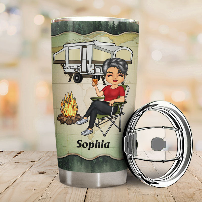 A Girl Who Loves Camping - Camping Gift - Personalized Custom Tumbler