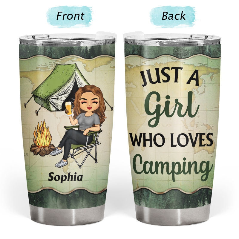A Girl Who Loves Camping - Camping Gift - Personalized Custom Tumbler
