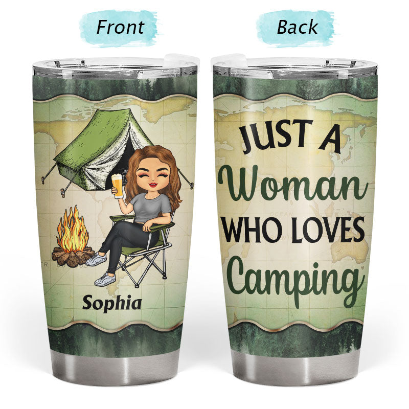 A Woman Who Loves Camping - Camping Gift - Personalized Custom Tumbler