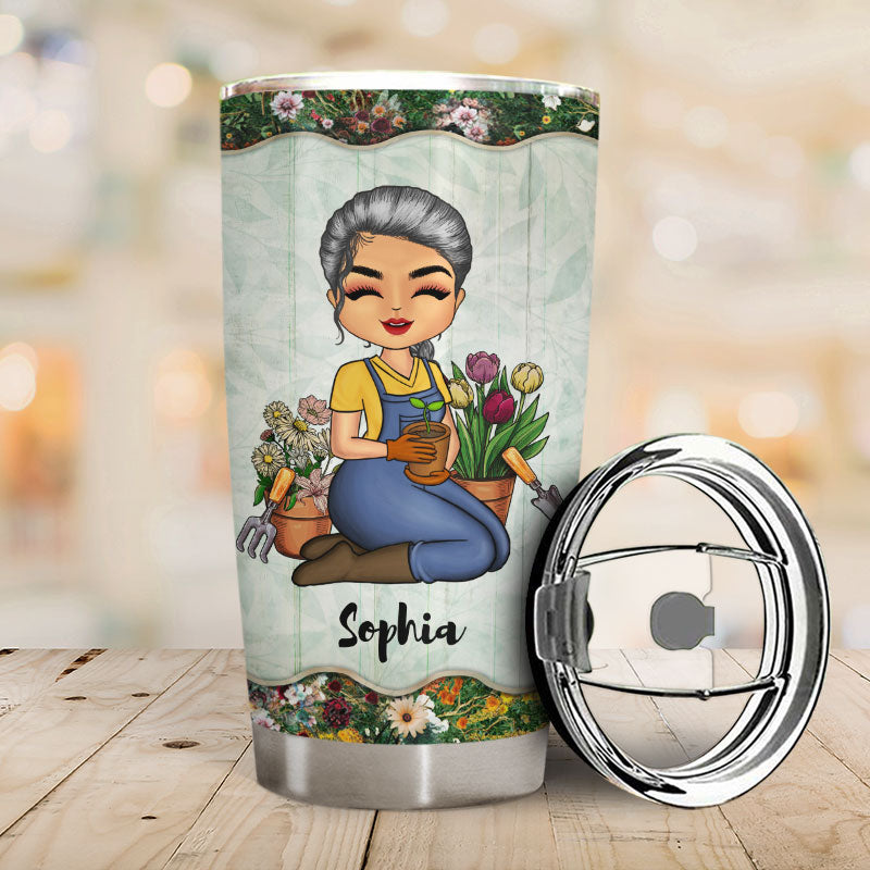 Just A Woman Who Loves Gardening - Personalized Custom Tumbler